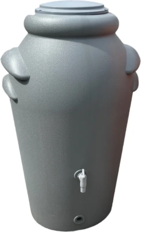 Regenwassertonne Regentonne Regenbehälter Regentank Regenfass grau 200 Liter mit Wasserhahn Begrenztes Angebot