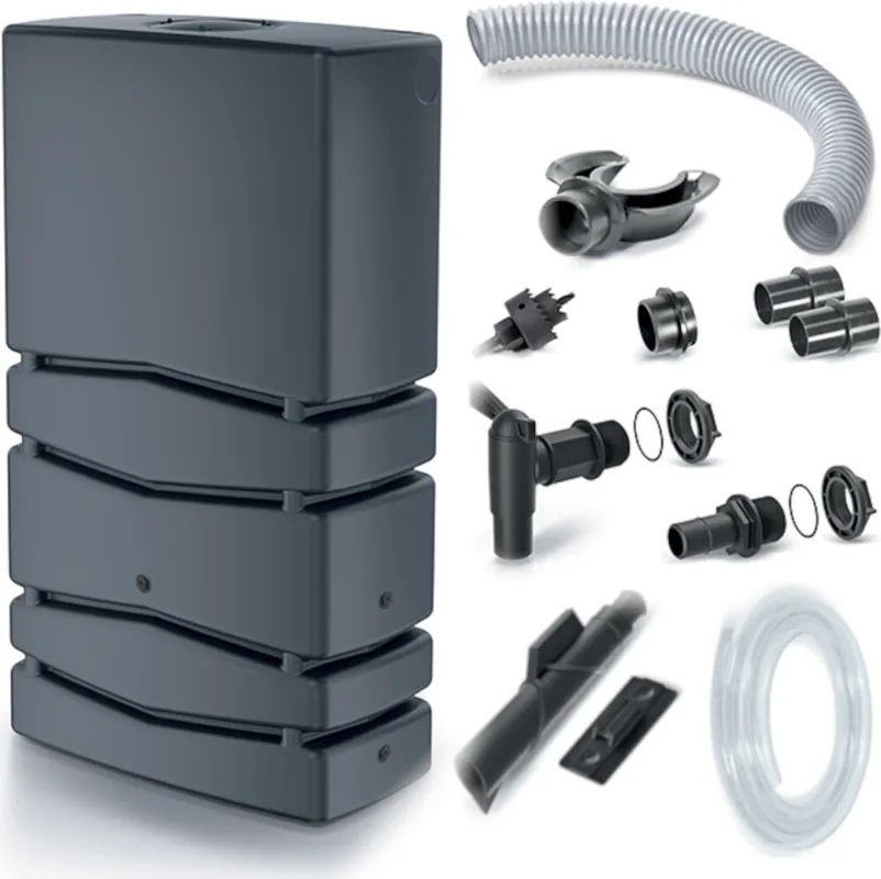 Zertifiziert Set aus Aqua Tower 350L Regenwassertank + Anschluss-Set für Regenwassertanks Icanset 1 + Icanset 5