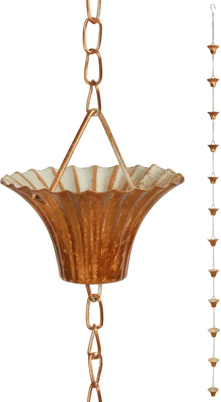 Esschert Design Regenwasserkette verkupfert; TH87; 7,9x7,9x254,0 cm Geprüft