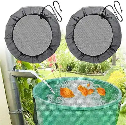 2 Stück Netz für Regentonne, Ø 80 cm, Abdeckung für Regentonne mit Kordel, verstellbares Schutznetz, Schutz gegen Blätter, Mücken Ausverkauf