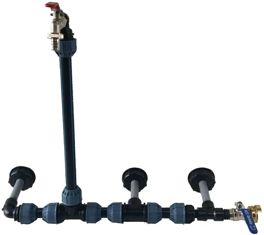 IBC Verbindungssets für 1-3 Wassertanks inkl. 1/2" Schwanenhals; mit oder ohne 1/2" Containerauslaufhahn Schnäppchen