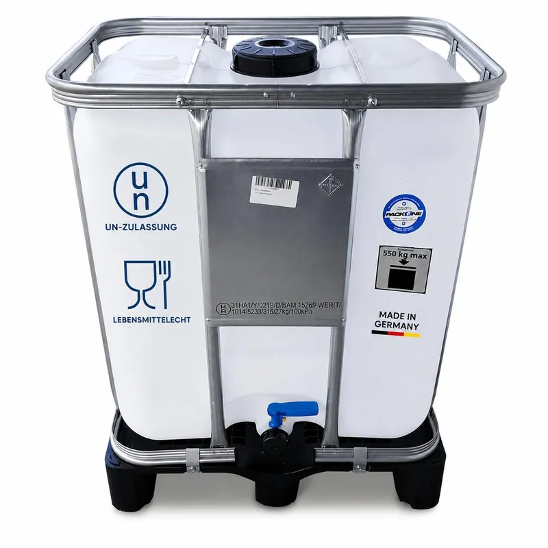 Solange Der Vorrat Reicht 300 L IBC Container Gefahrguttank Gefahrgutbehälter Tank UN-Zulassung natur PE-Palette