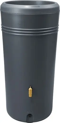 Zertifiziert 4rain AZURA 2in1 Regentonne 120 L, graphite grey mit Pflanzschale & Unterstand, Regentank für Garten