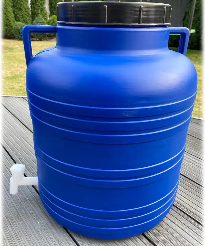 Regentonne Weithalsfass 60 Liter Regenfass Weithalstonne Sauerkrautfass Gepäcktonne mit Wasserhahn blau Kracherpreis