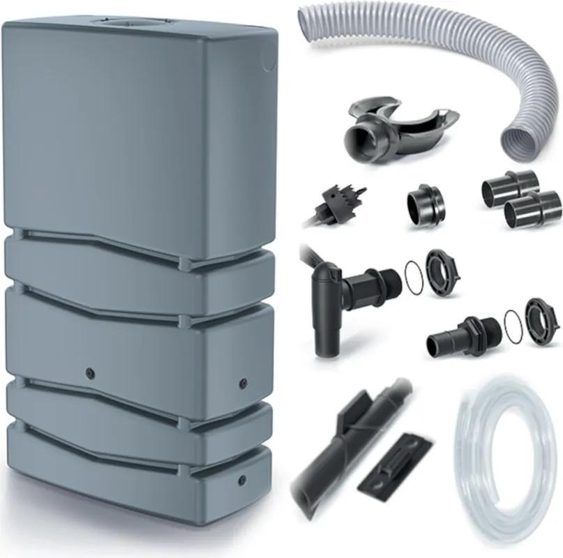 Set aus Aqua Tower 350L Regenwassertank + Anschluss-Set für Regenwassertanks Icanset 1 + Icanset 5 Must-Have