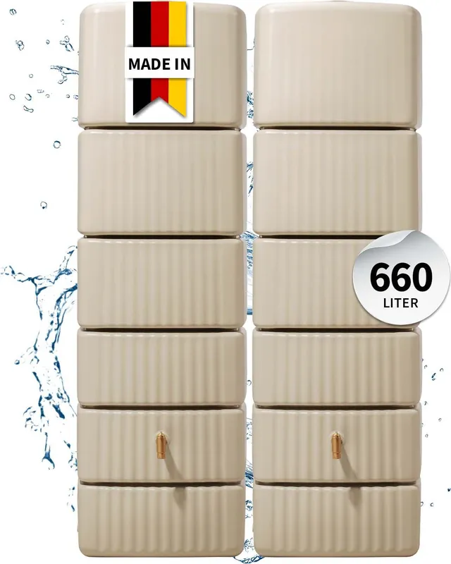 Preiswert 4rain SLIM Wandtank-Set 660 Liter sandbeige, 2 x SLIM 330 L inkl. Verbindungsset