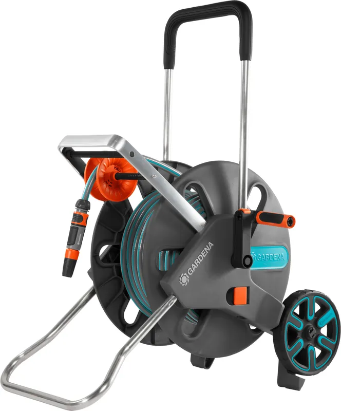 Gardena AquaRoll L Easy, Wagenrolle, Manuell, Funktional, Blau, Grau, Orange, Freistehend, 100 m Rabatt