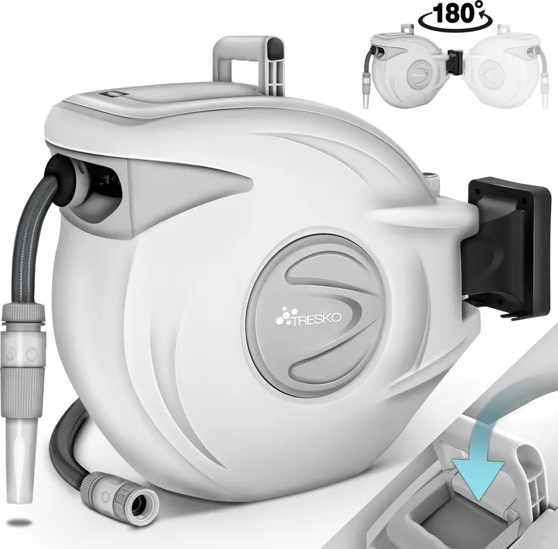 Garantierte Lieferung TRESKO® Schlauchtrommel 30m Wasserschlauchaufroller Automatik Schlauchaufroller Schlauchbox