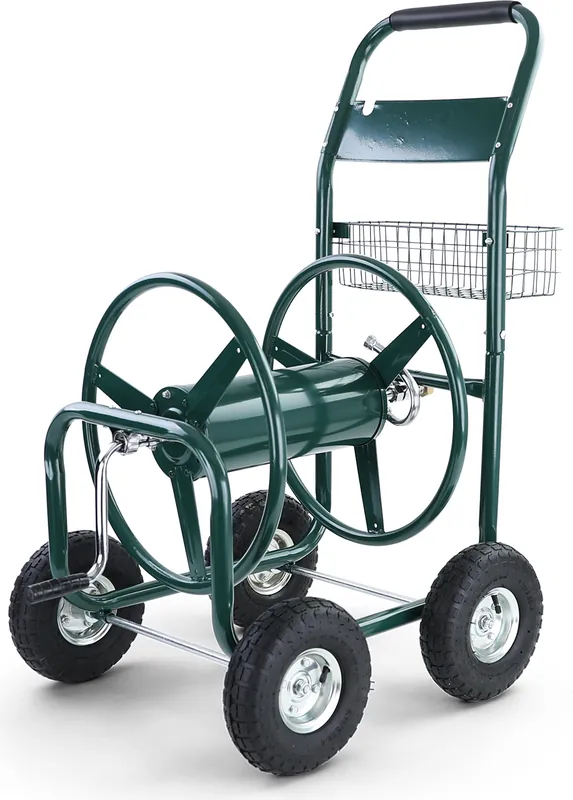 Günstig Schlauchwagen Schlauch Handwagen mit Handkurbel Grün bis 106m Gartenschlauch