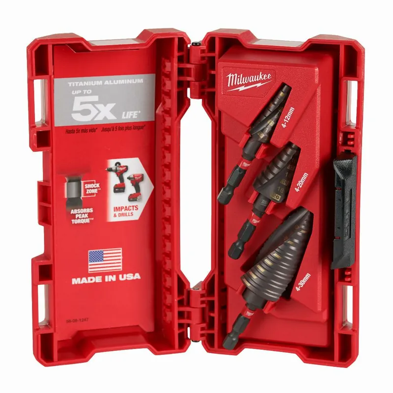 Abverkauf Milwaukee Milwaukee SHOCKWAVE Stufenbohrer Set (3-teiliges Set)