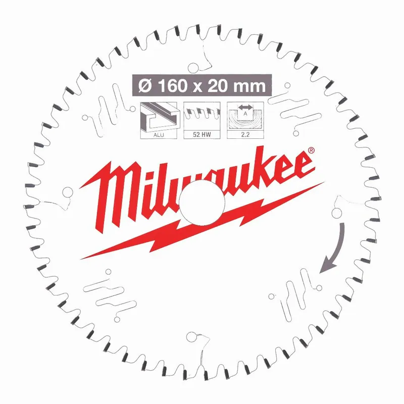 Milwaukee Milwaukee Kreissägeblatt Holz/Alu für Handkreissägen (160/20 mm Z52 Flachtrapezzahn) Saisonangebot