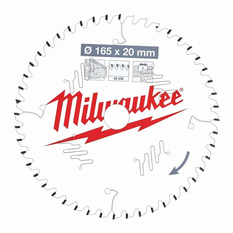 Beliebt Milwaukee Milwaukee Kreissägeblatt Holz für Handkreissägen (165/20 mm Z48 Wechselzahn)
