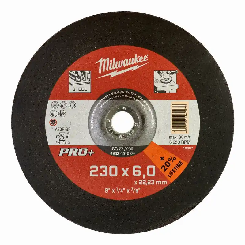 Angebot Milwaukee Milwaukee Schruppscheibe PRO+ 230 mm (SG27 6 mm gekröpft)