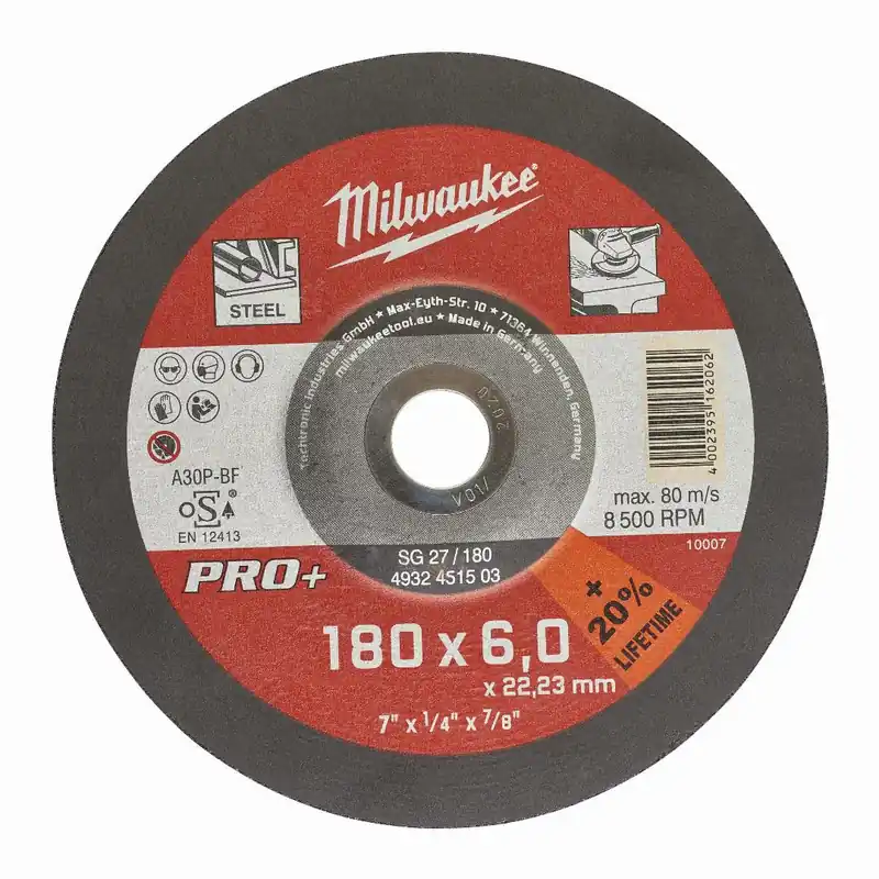 Milwaukee Milwaukee Schruppscheibe PRO+ 180 mm (SG27 6 mm gekröpft) Solange Der Vorrat Reicht