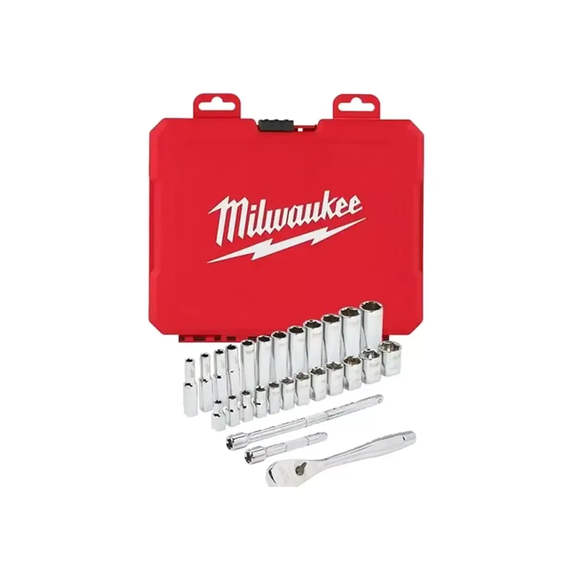 Milwaukee Ratschen- und Steckschlüsseleinsatz Set 1/4" metrisch (28-teilig im PACKOUT Compact-Organiser Slim) Heißes Angebot