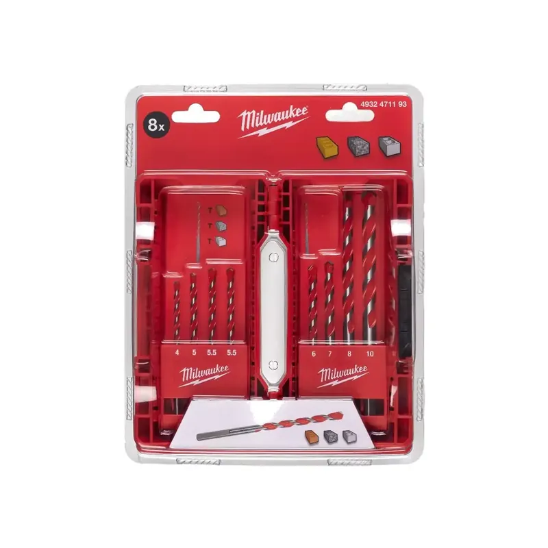 Wochenendangebot Milwaukee Premium-Betonbohrer Kassette 8-teilig (4/5/5/6/6/8/10/12 mm)