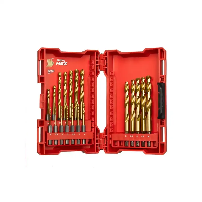 Abverkauf Milwaukee SHOCKWAVE Metallbohrer HSS-G RED HEX Titan 1/4" (19-teiliges Set)