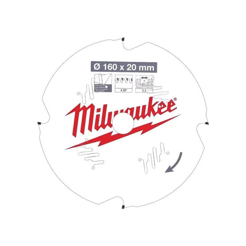 Milwaukee Kreissägeblatt Faserzement für Handkreissägen (160/20 mm Z4 Diamant) Finale Aktion