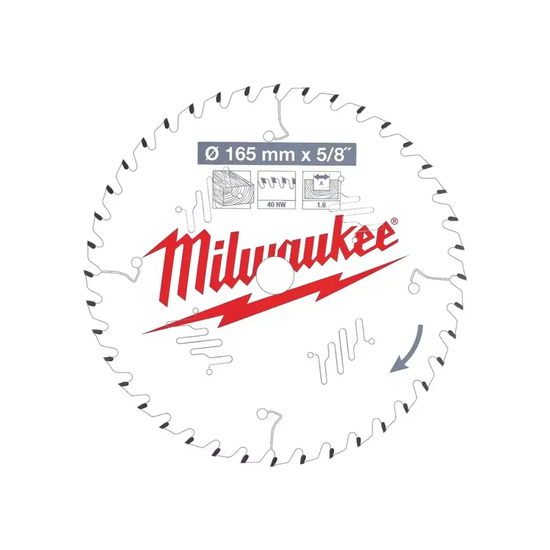 Günstig Milwaukee Kreissägeblatt Holz für Akku-Handkreissägen (165/15,87 mm Z40 Wechselzahn)