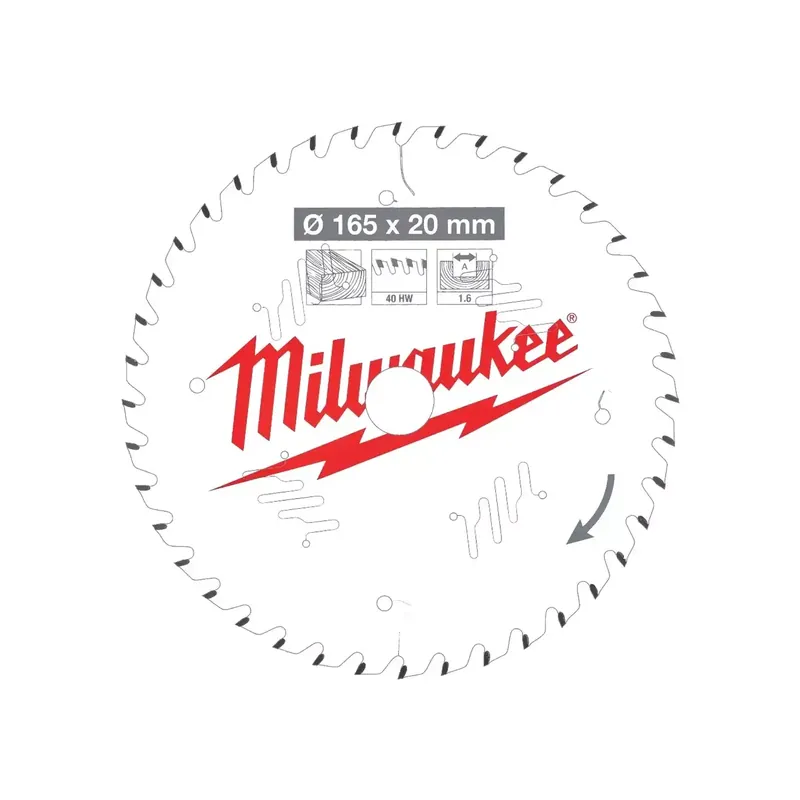 Milwaukee Kreissägeblatt Holz für Akku-Handkreissägen (165/20 mm Z40 Wechselzahn) Super-Preis