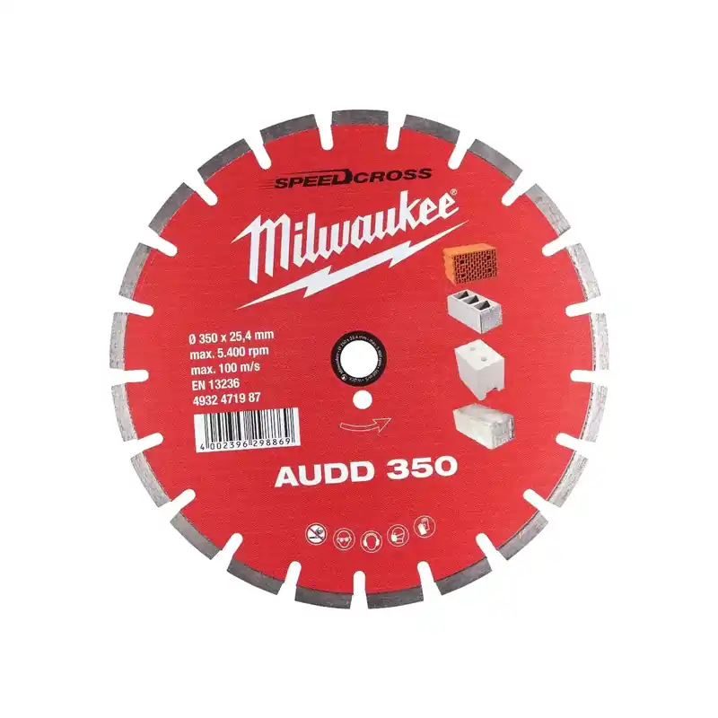 Neu Im Sortiment Milwaukee Speedcross Diamanttrennscheibe AUDD 350 mm (für abrasive Materialien)