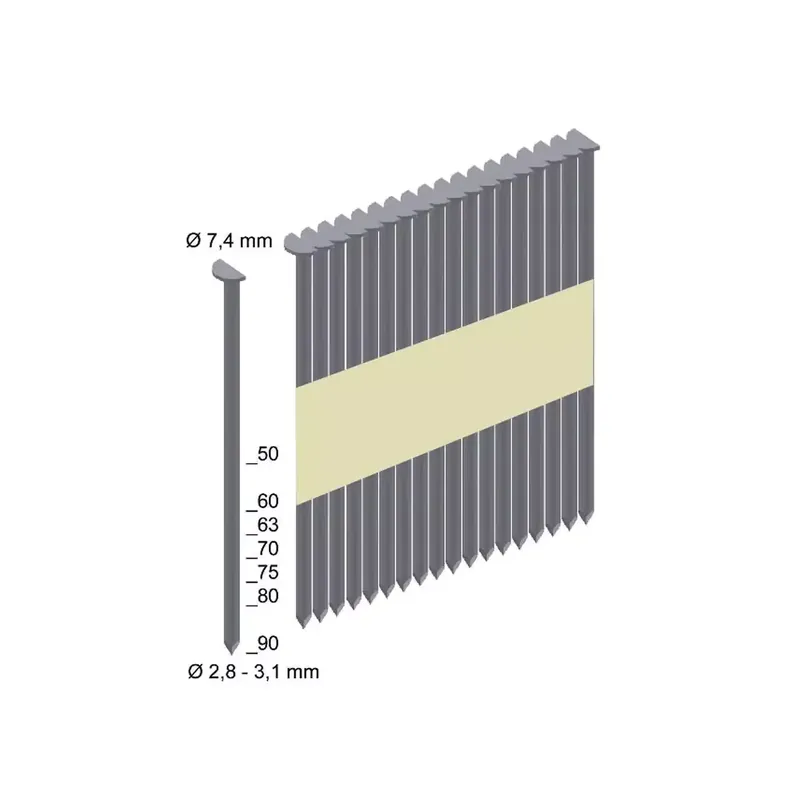 Sale Milwaukee Halbkopf-Nägel für M18FFN (7,4 x 2,8 x 50 mm 34° Ringschaft)