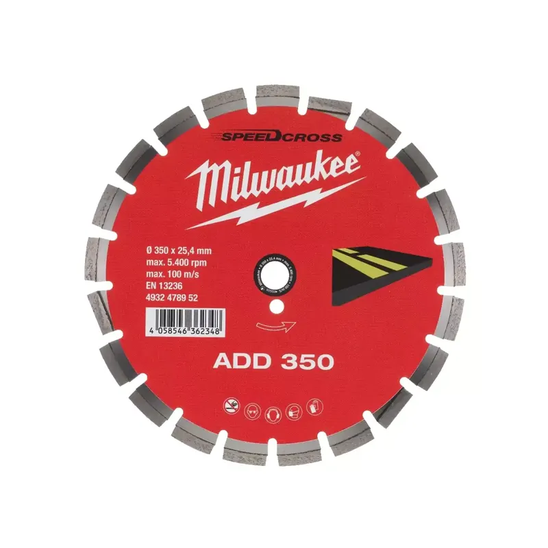 Markenprodukt Milwaukee Diamanttrennscheibe Asphalt ADD 350 mm (für Asphalt)
