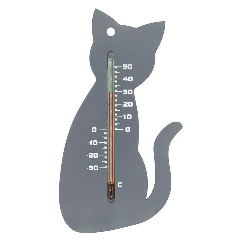 Wandthermometer graue Katze 15cm Markenware