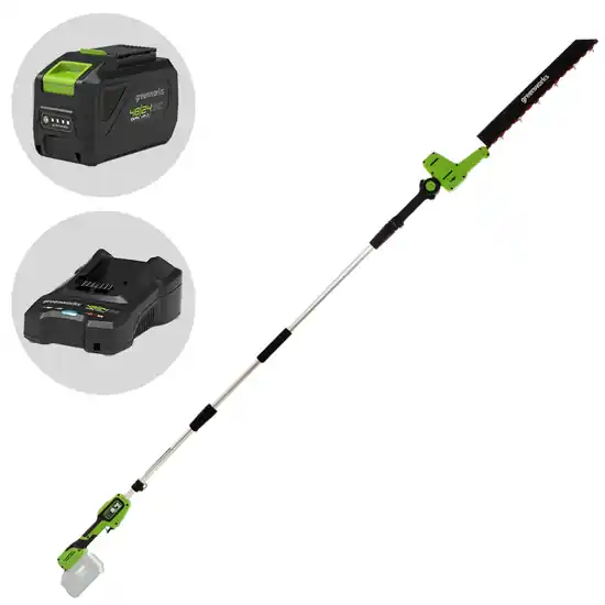 Zertifiziert Greenworks G48PHTII - Akku Heckenschere auf Schaft - 48V 4Ah