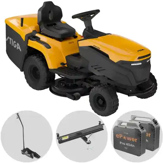 Stiga Estate 384e – Rasentraktor mit 2 ePower Pro-Akkus 56 V/40 Ah – Fangkorb und Mulchfunktion Heißes Angebot