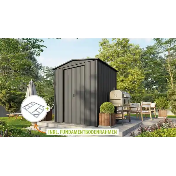 Neu Globel Metallgerätehaus Gartenmanager Dream 65, anthrazit - Set