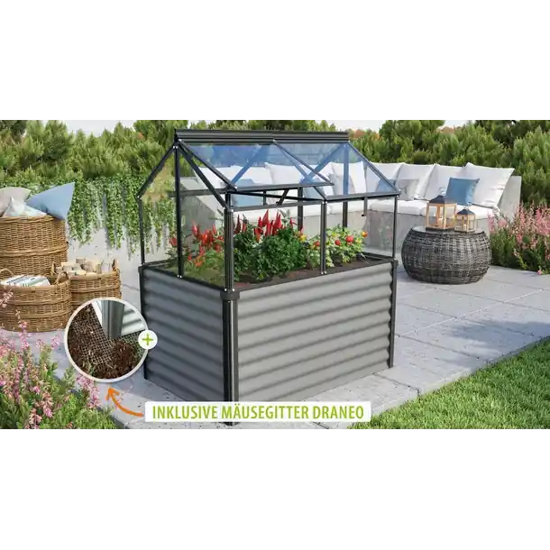 Heißes Angebot Vitavia Hochfrühbeet Gaia Jumbo ESG, granit/schwarz - Set