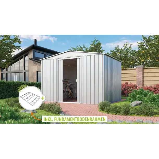 Sale Globel Metallgerätehaus Gartenmanager Dream 108, silber metallic - Set