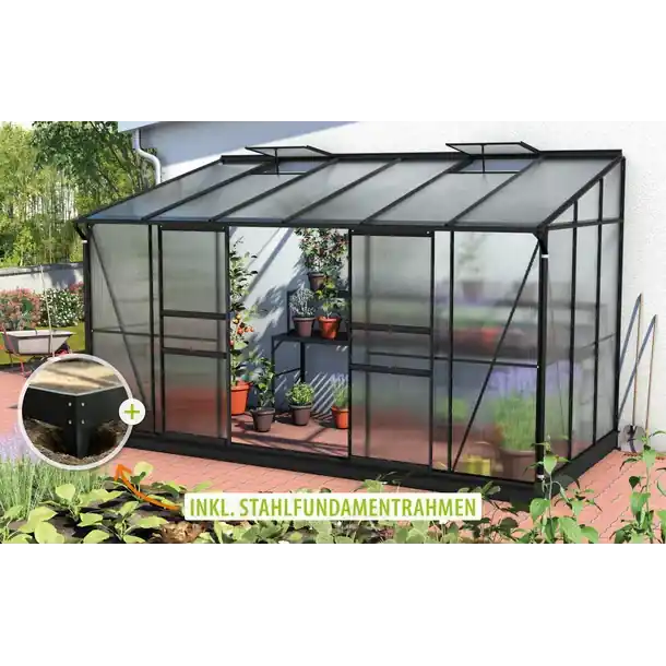 Letzte Chance Vitavia Gewächshaus Ida 7800 HKP 6mm, schwarz - Set
