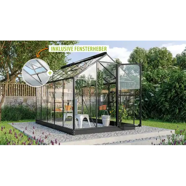 Rabatt Vitavia Gewächshaus Triton 6200 ESG 3mm, schwarz - Set
