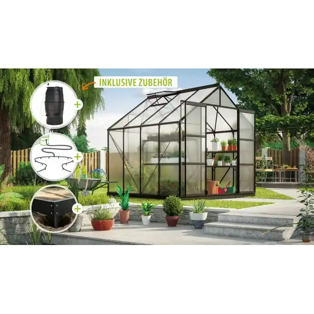 Zertifiziert Vitavia Gewächshaus Uranus 6700 HKP 6mm, schwarz - Set
