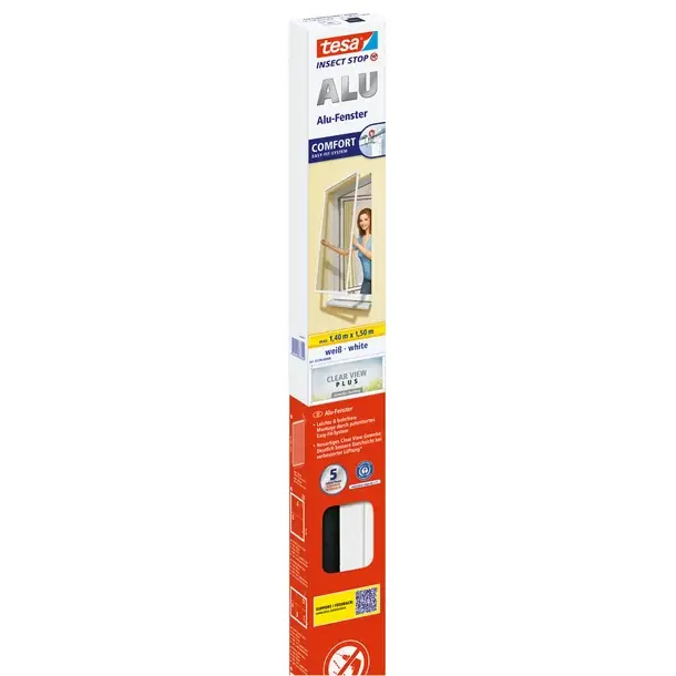 TESA Fliegengitter Alu Fenster 1,4m x 1,5m, Weiß Must-Have