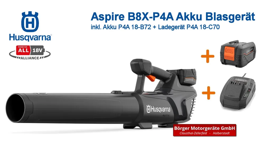 Husqvarna Aspire® Laubbläser B8X-P4A mit Akku und Ladegerät Garantierte Lieferung