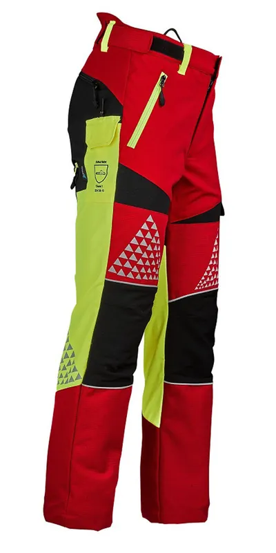 Timbermen Schnittschutz Bundhose Allround Rot/Gelb Gr. S +5cm Schneller Versand