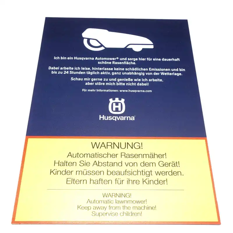 Markenprodukt Husqvarna Automower Hinweisschild „Warnung“